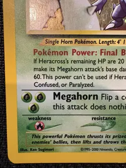 Pokemon TCG Heracross Neo Genesis Holo Card 6/111 Unlimited Rare Vintage 2000 - Image 5