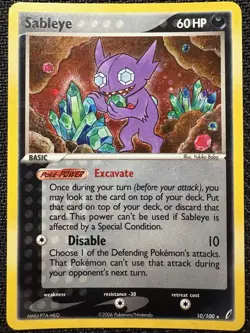 Pokemon Sableye EX TCG Crystal Guardians Holo Card 10/100 Rare LP Excellent 2006 - Image 1