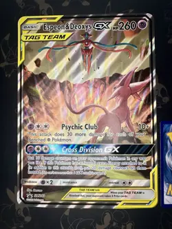 Espeon & Deoxys GX SM240 Pokemon Black Star Promo Jumbo Full Art Holo - Image 2