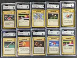 Lot (10) 1999 Pokemon Assorted CGC Graded Trainer Cards w/ Switch - Image 1