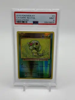 2016 Pokemon XY Evolutions Caterpie Reverse Foil Holo #3 PSA 9 - Image 1