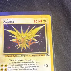 Zapdos 15/62 Fossil Holo Rare 1999-2000 Wizards Pokemon English (Swirl) - Image 2