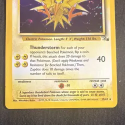 Zapdos 15/62 Fossil Holo Rare 1999-2000 Wizards Pokemon English (Swirl) - Image 5