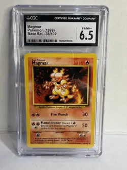 1999 Pokemon Base Set Magmar 36/102 CGC 6.5 EX/NM+ Vintage Card - Image 1