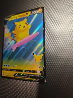 Surfing Pikachu V WithVmax 009/025 Celebrations NM Full Art Ultra Rare Pokemon - Image 2