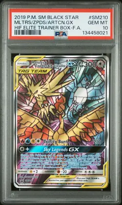 2019 POKEMON SM BLACK STAR PROMO FULL ART/MOLTRES & ZAPDOS & ARTICUNO GX PSA 10 - Image 1
