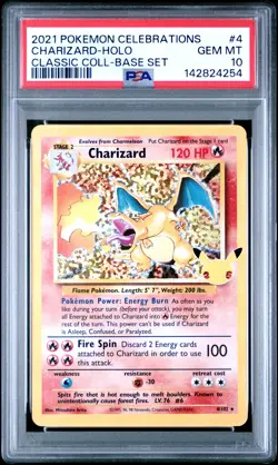 2021 POKEMON CELEBRATIONS CLASSIC COLL #4 CHARIZARD-HOLO PSA 10 - Image 1