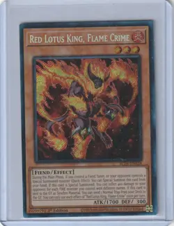Yugioh BLTR-EN028 Red Lotus King, Flame Crime – Secret Rare 1st Edition - Image 1