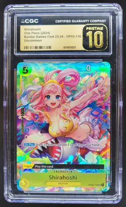 2024 ONE PIECE CCG SHIRAHOSHI BANDAI GAMES FEST OP03-16 CGC 10 PRISTINE A PT - Image 1