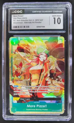 2025 ONE PIECE CCG MORE PIZZA!! ALTERNATE ART OP07-037 CGC 10 B PT - Image 1