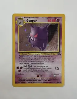 Gengar Holo 5/62 Fossil Pokemon Card 1999 HP Heavily Played - Image 1