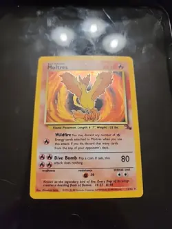 Pokemon TCG Moltres Fossil Holo Card 12/62 Unlimited Rare MP/HP - Image 1