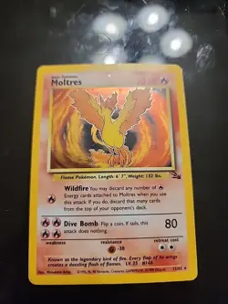 Pokemon TCG Moltres Fossil Holo Card 12/62 Unlimited Rare MP/HP - Image 2
