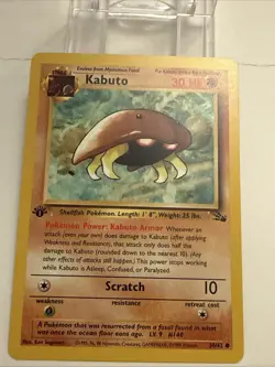 Pokemon TCG KABUTO Fossil 1st Edition Card 50/62 - Image 3