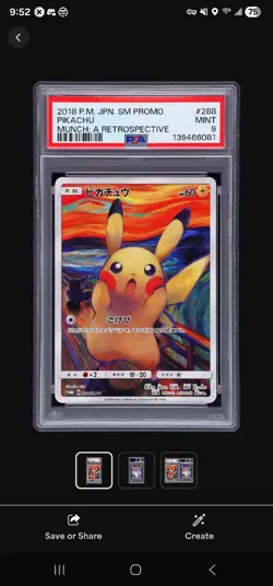 PSA 9 Pikachu Munch A Retrospective 288/SM-P Pokemon Card Japanese Promo 2018 - Image 1