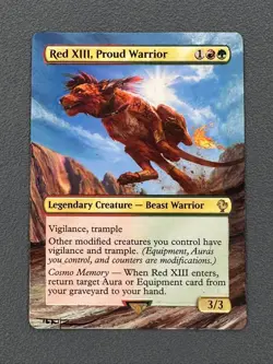 Red XIII, Proud Warrior MTG Final Fantasy Hand Painted Borderless Altered Art v - Image 1