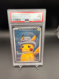 2023 Pokemon Black Star Promo #085 Pikachu Van Gogh Grey Felt Hat - PSA 9 MINT - Image 1