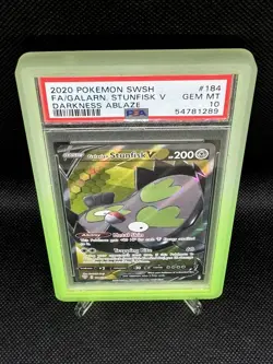 2020 Pokemon Galarian Stunfisk V 184 Darkness Ablaze PSA 10 - Image 1
