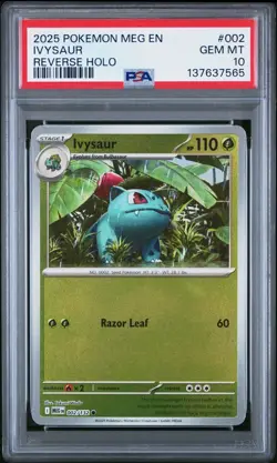 2025 Pokemon Mega Evolution 002 Ivysaur Reverse Holo PSA 10 Card GEM MINT Pop 1! - Image 1