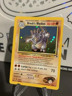 Pokemon TCG Brock's Rhydon Gym Heroes 2/132 Holo Unlimited Rare LP - Image 1
