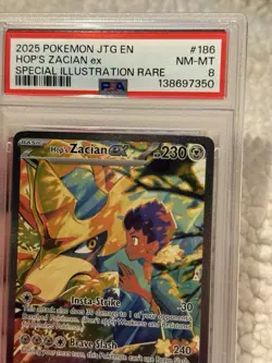 2025 POKEMON JOURNEY TOGETHER SPECIAL ILLUSTRATION RARE HOP'S ZACIAN EX PSA 8 - Image 3