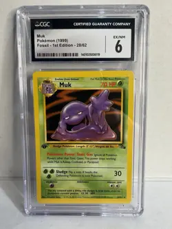 1999 Pokemon Fossil Muk 1st Edition 28/62 CGC 6 EX/NM Slab Vintage WOTC - Image 1