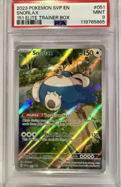 2023 Pokemon Snorlax SVP 151 ETB Promo PSA 9 Mint Black Star - Image 1