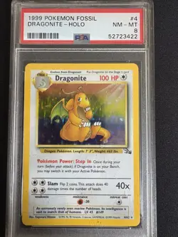 Pokemon Fossil Dragonite Holo Unlimited PSA 8 4/62 NM - Mint - Image 1