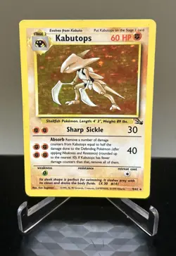 Kabutops Holo 9/62 Rare Fossil Unlimited Pokemon Card WOTC 1999 Vintage NM - Image 2