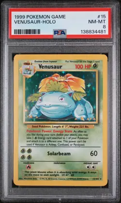 1999 POKEMON GAME #15 VENUSAUR-HOLO PSA 8 - Image 1