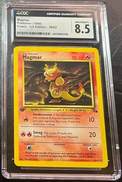 1999 Magmar Pokemon Fossil 1st Edition 39/62 Near Mint CGC 8.5 - Image 1