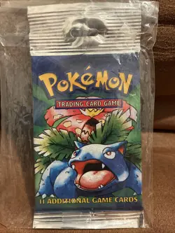 Pokemon BASE SET (Venusaur) SEALED HANGER/LONG CRIMP Booster Pack WOTC - Image 1