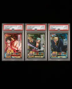 PSA 10 2011 ONE PIECE BERRY MATCH IC PROMO SET LUFFY ZORO SANJI (SEQUENTIAL) - Image 1