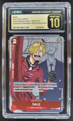 2022 ONE PIECE CCG SANJI PROMO 25TH OP01-013 CGC 10 PRISTINE A PT - Image 1