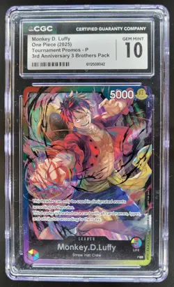 2025 ONE PIECE CCG MONKEY D. LUFFY 3RD ANNIVERSARY CGC 10 A PT - Image 1