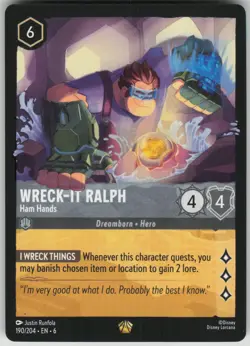 Disney Lorcana TCG Wreck-It Ralph - Ham Hands Legendary Azurite Sea 190/204 - Image 1