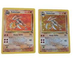 Vintage 1999 Kabutops Pokemon Cards Fossil Set Shellfish Holo 9/62 + Non-Holo R - Image 1
