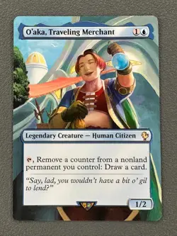 O'aka, Traveling Merchant MTG Final Fantasy Commander Hand Painted Altered Art v - Image 1