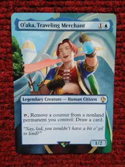 O'aka, Traveling Merchant MTG Final Fantasy Commander Hand Painted Altered Art v - Image 2