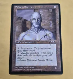 UNPLAYED SIGNED Soldevi Sentry A Alliances Magic MTG ALAN RABINOWITZ EDH NM VTG - Image 1