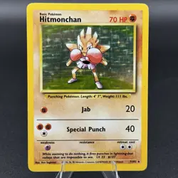 1999 Pokemon TCG Hitmonchan Base Set 7/102 Holo Unlimited Holo Rare - Image 1