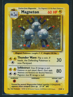 Magneton 9/102 Holo Rare Pokemon 1999 Unlimited Base Set MP - Image 1