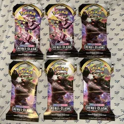 Lot Of 6 Pokemon TCG Rebel Clash Booster Pack Sword and Shield NEW SEALED 820650806810 - Image 1