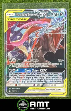 Greninja Zoroark GX Tag Team 2019 Pokemon Sun Moon Unbroken Bonds #107/214 Holo - Image 1