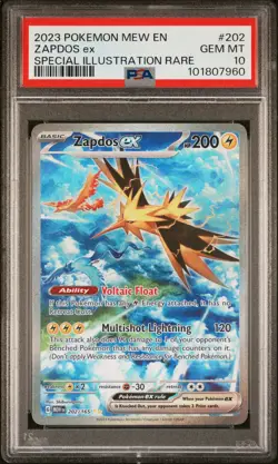 2023 Pokemon Mew 151 Zapdos Ex #202 GEM MT PSA 10 Special Illustration Rare - Image 1