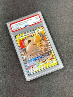 2019 POKEMON SUN & MOON TEAM UP #120/181 EEVEE & SNORLAX GX TAG TEAM PSA 9 - Image 2