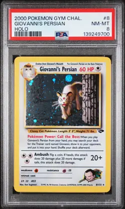 2000 POKEMON GYM CHALLENGE HOLO #8 GIOVANNI'S PERSIAN PSA 8 - Image 1