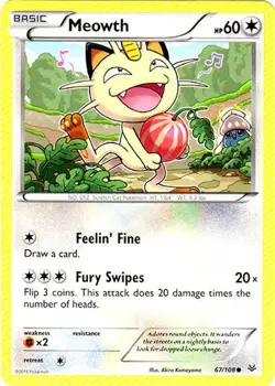4x Lightly Played Meowth - 67/108 - Common Pokemon Roaring Skies - Image 1