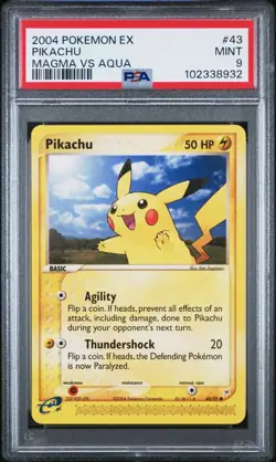2004 POKEMON EX TEAM MAGMA VS TEAM AQUA 43 PIKACHU PSA MINT 9 - Image 1
