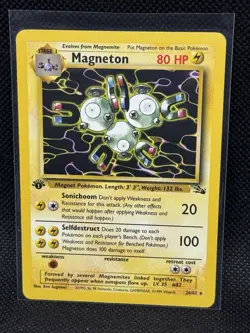 Pokemon Magneton Rare 1st Edition Fossil 26/62 - Image 1